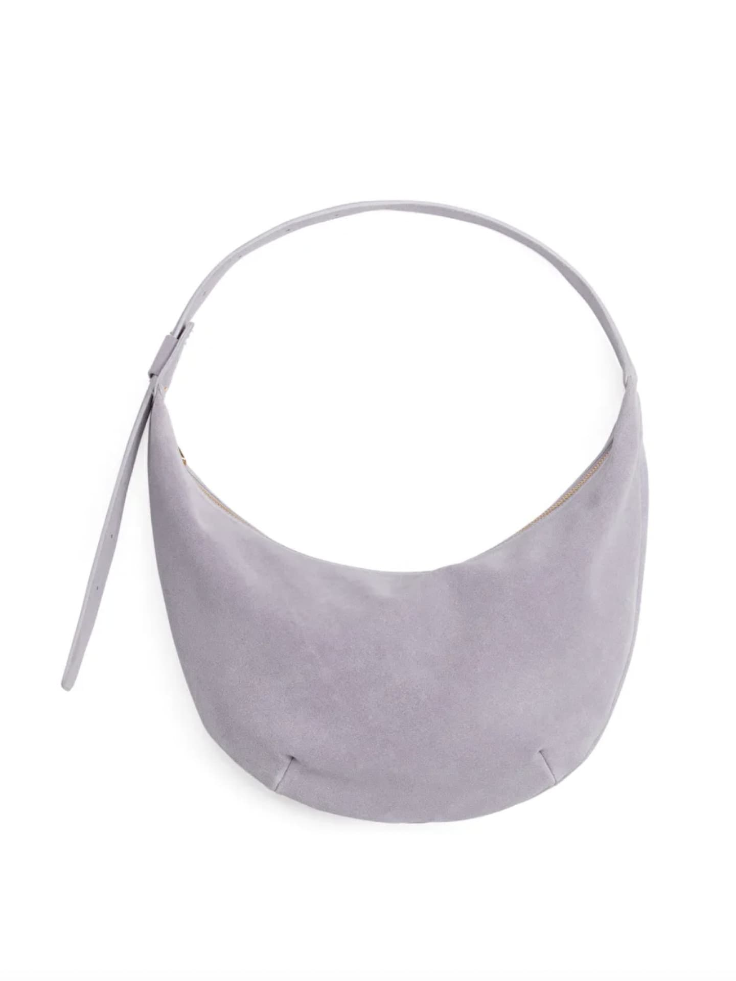 Mittelgroße, geschwungene Schultertasche in Pastelllila