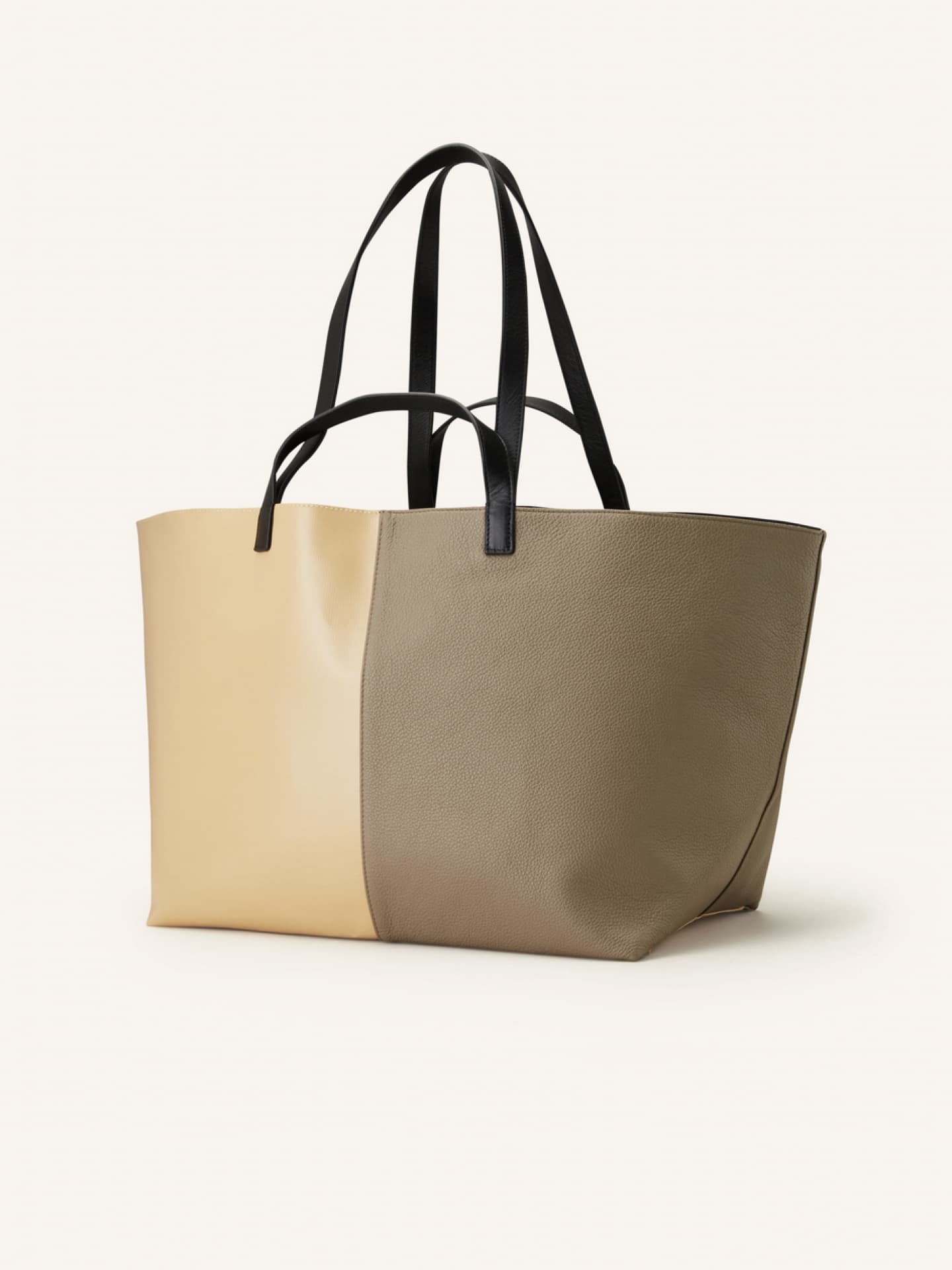 Shopper in Beige und Taupe aus Leder