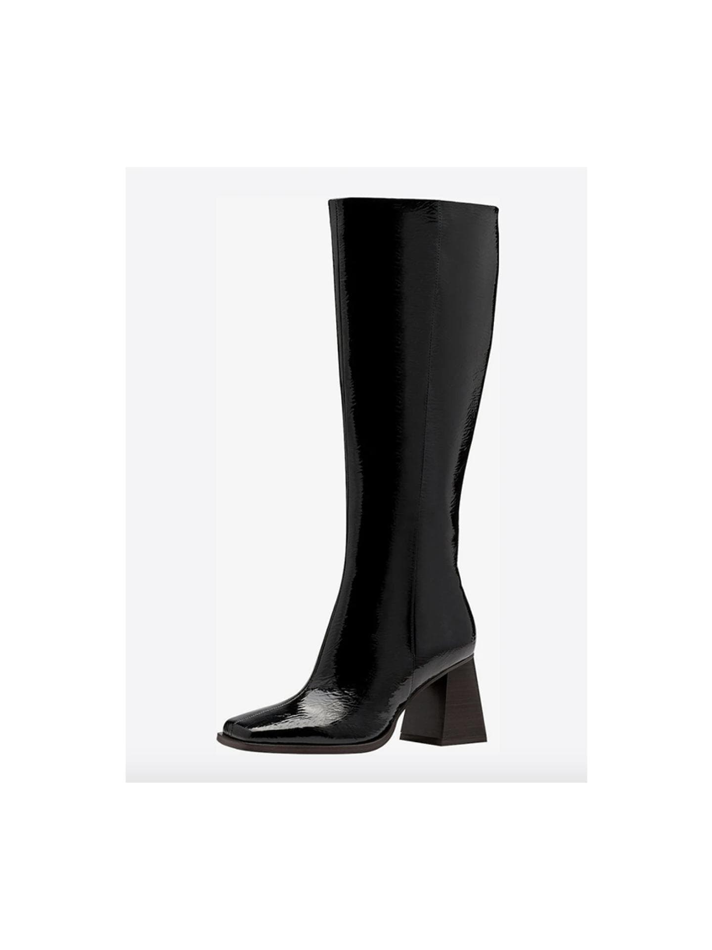 Schwarze Knee High Boots in Lackleder-Optik von Tamaris