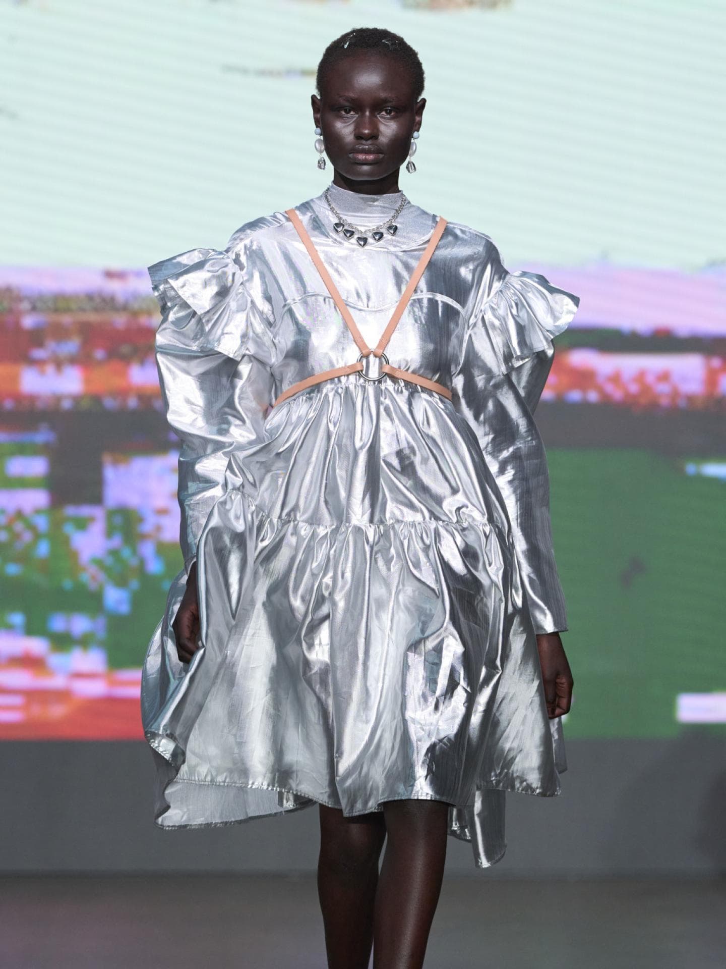 Metallic Kleid Alex S. Yu