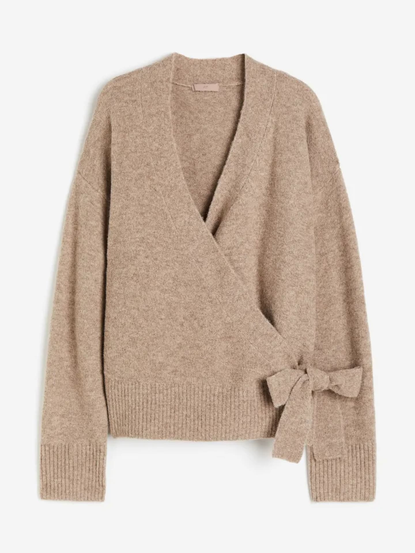 Beigefarbener Wickel-Cardigan