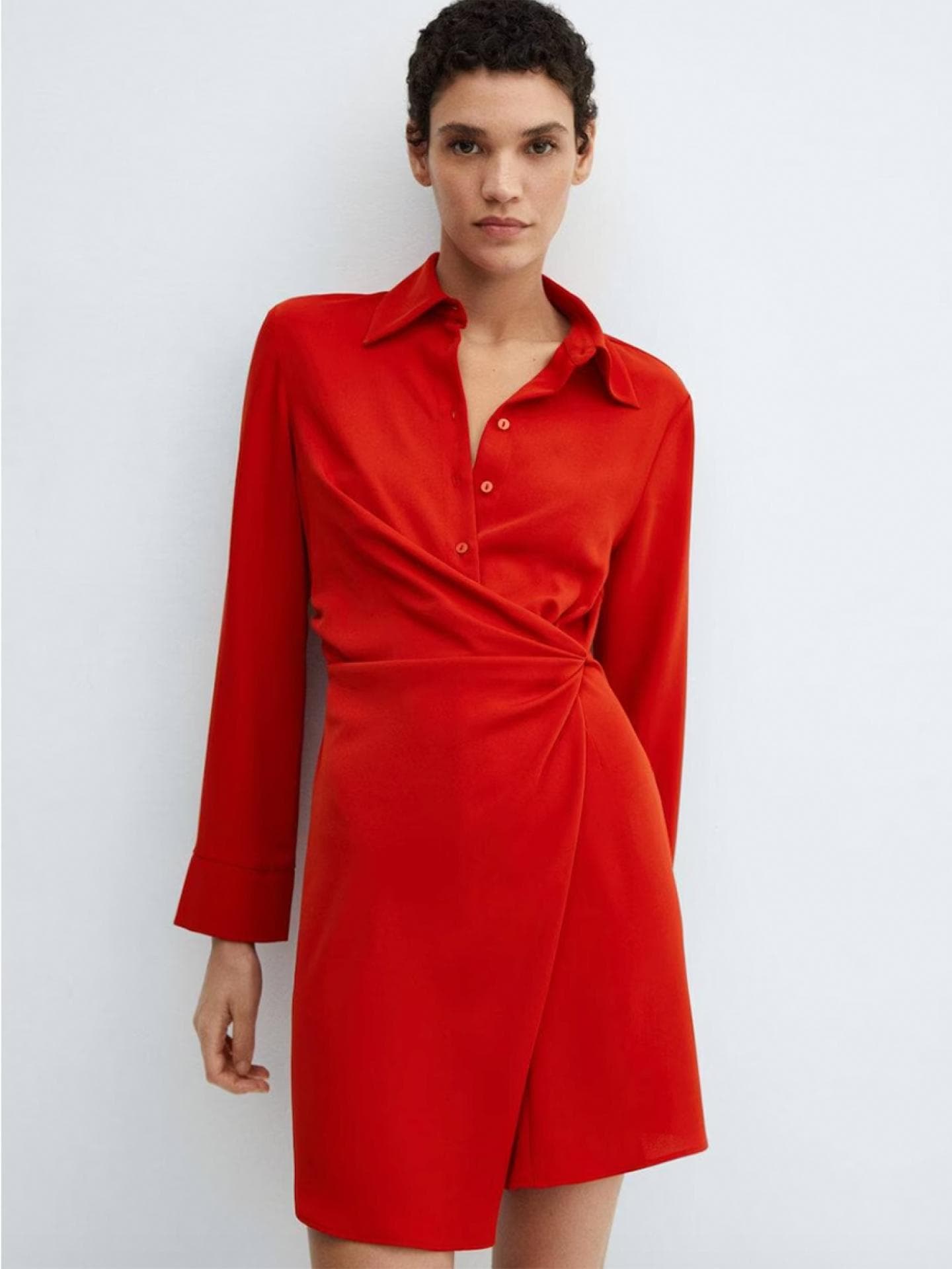 Hemdblusenkleid in Rot