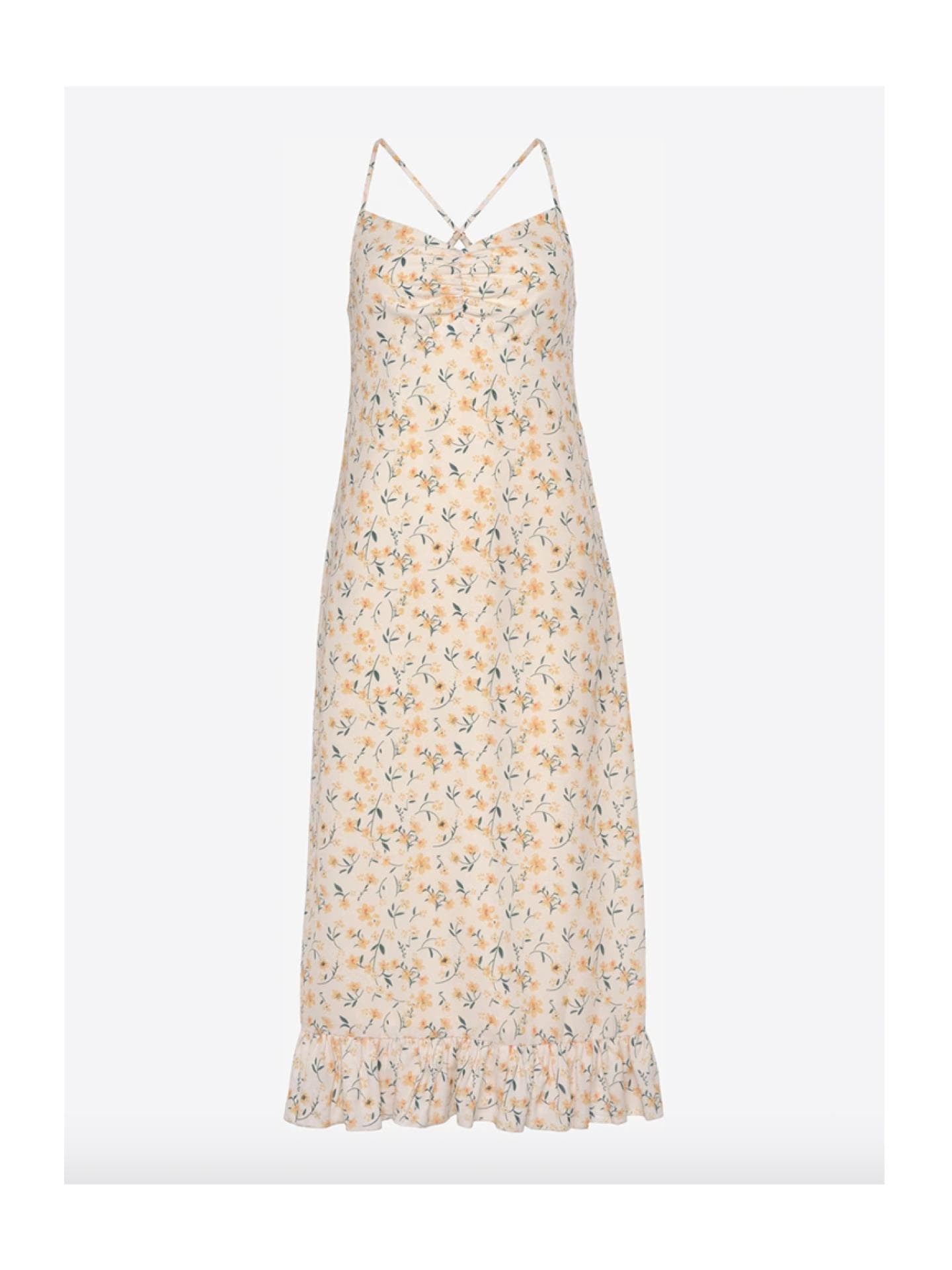 Pastellgelbes Kleid mit floralen Mustern von Lascana