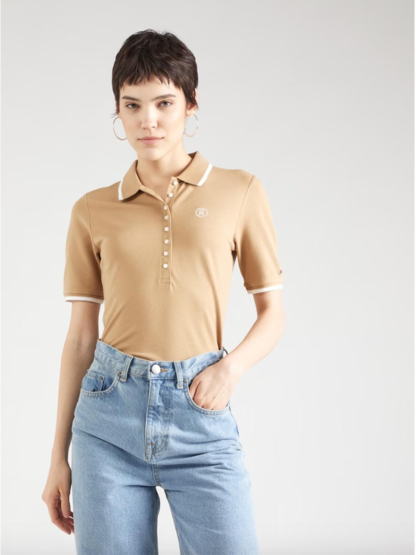 Beigefarbenes Polo T-Shirt