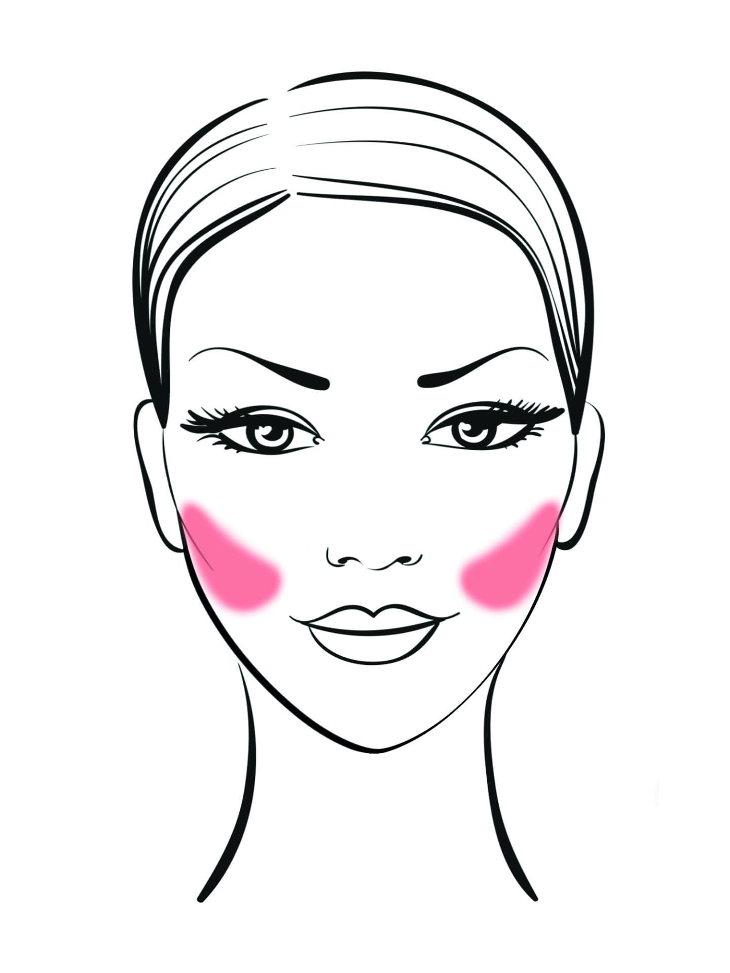 Ein herzförmiges Gesicht zeichnet sich durch eine breite Stirn und ein schmales Kinn aus. Um dies auszubalancieren, wird der Fokus auf die Augen gelenkt. Den Blush also relativ tief außen auf die Wangenknochen setzen – das erfrischt und konturiert.
