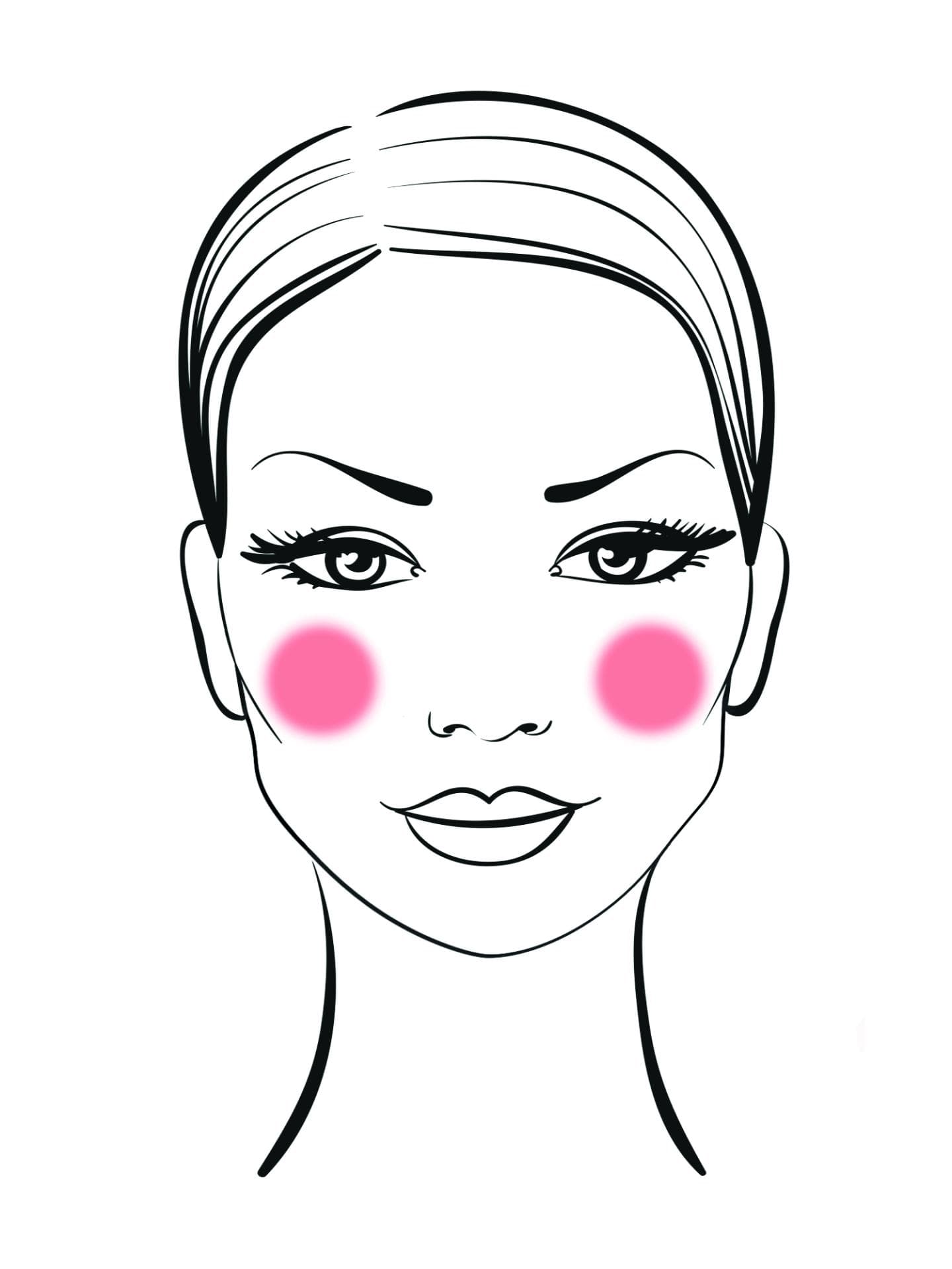 Bei einem quadratischen Gesicht ist die Kieferpartie recht ausgeprägt. Mit etwas Blush mittig auf den Wangenknochen betonen wir die Apfelbäckchen und setzen damit die Gesichtsmitte in Szene.