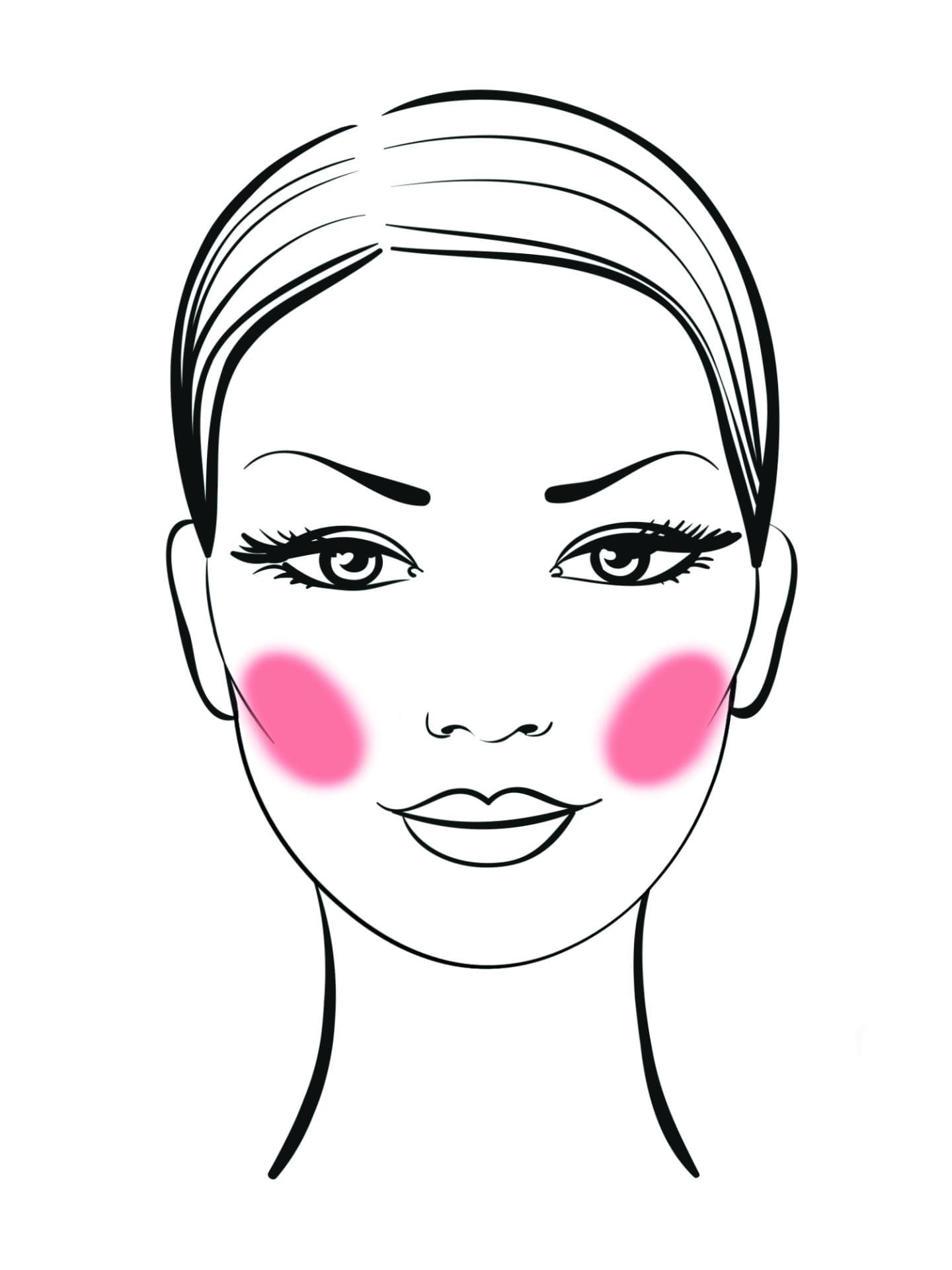 Um ein rundes Gesicht etwas kantiger und definierter erscheinen zu lassen, ist es sinnvoll, tief mit dem Blush anzusetzen – am besten leicht unterhalb der Wangenknochen.