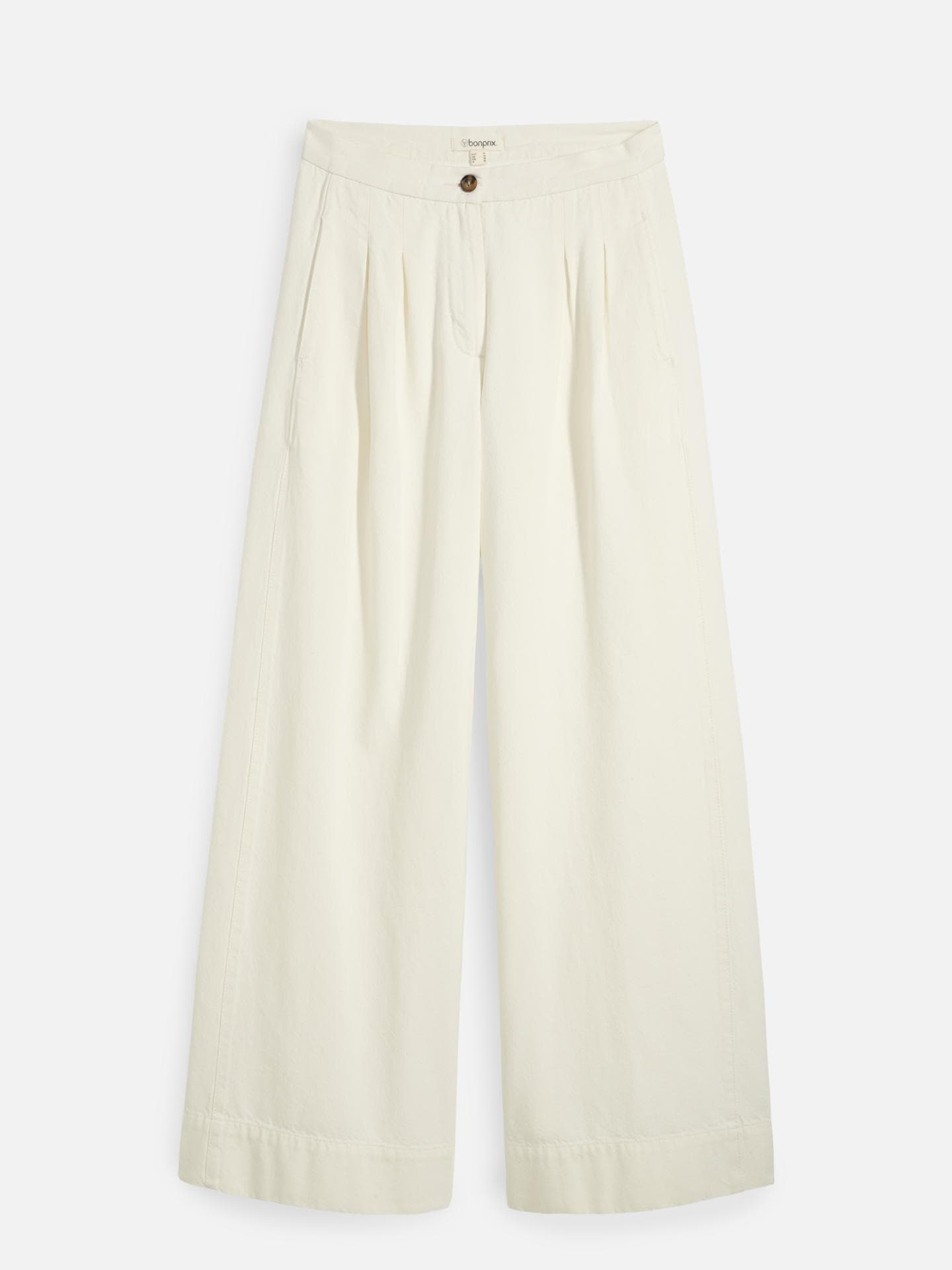 Extrem bequem und stilvoll zugleich: Die Wide-Leg-Pants mit Bundfalten von bonprix vereint Komfort und Klasse. Gleichzeitig macht das edle Off-White sie zum variablen Kombi-Partner