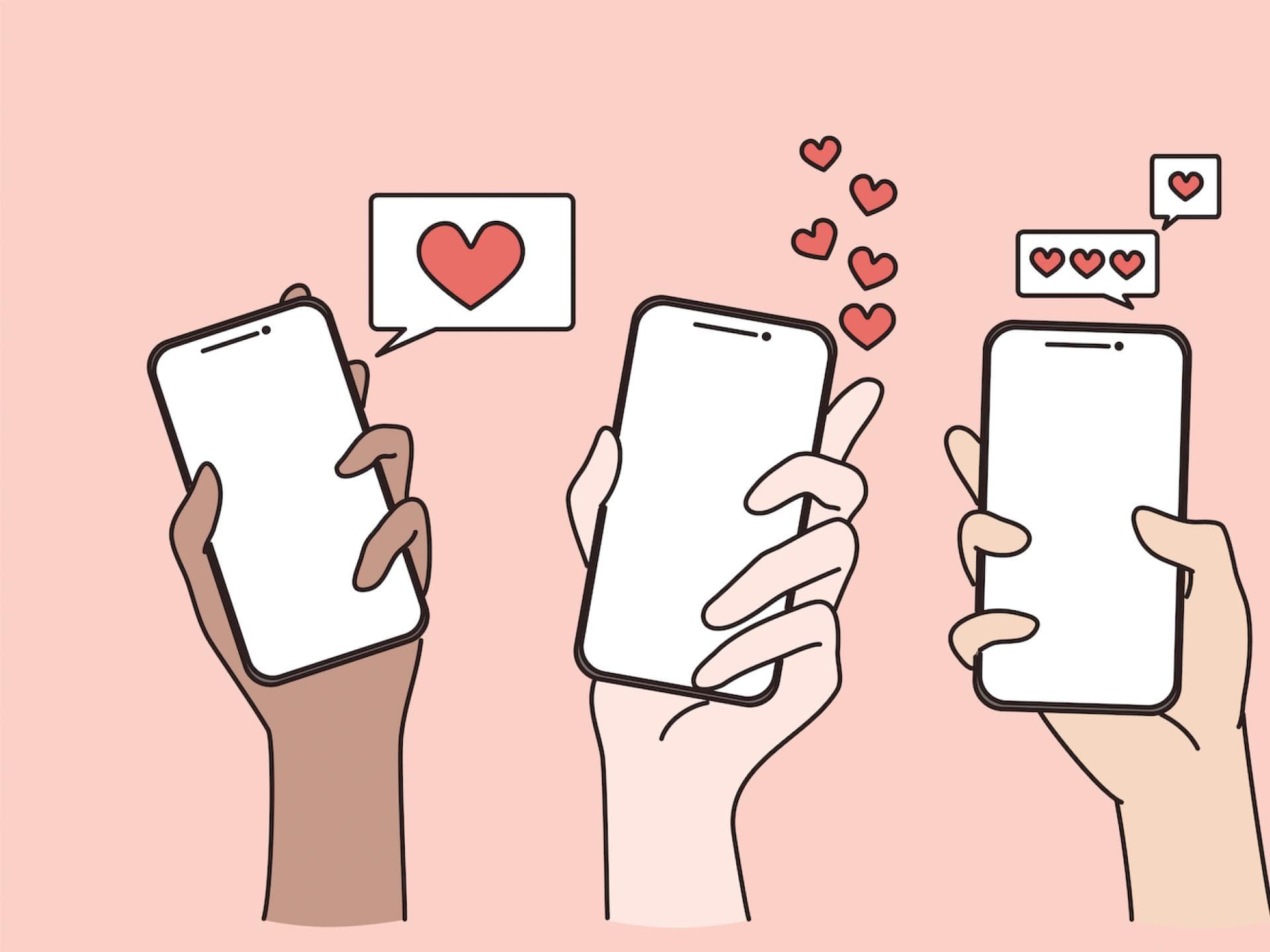 Grafik mit Handy und Dating Apps