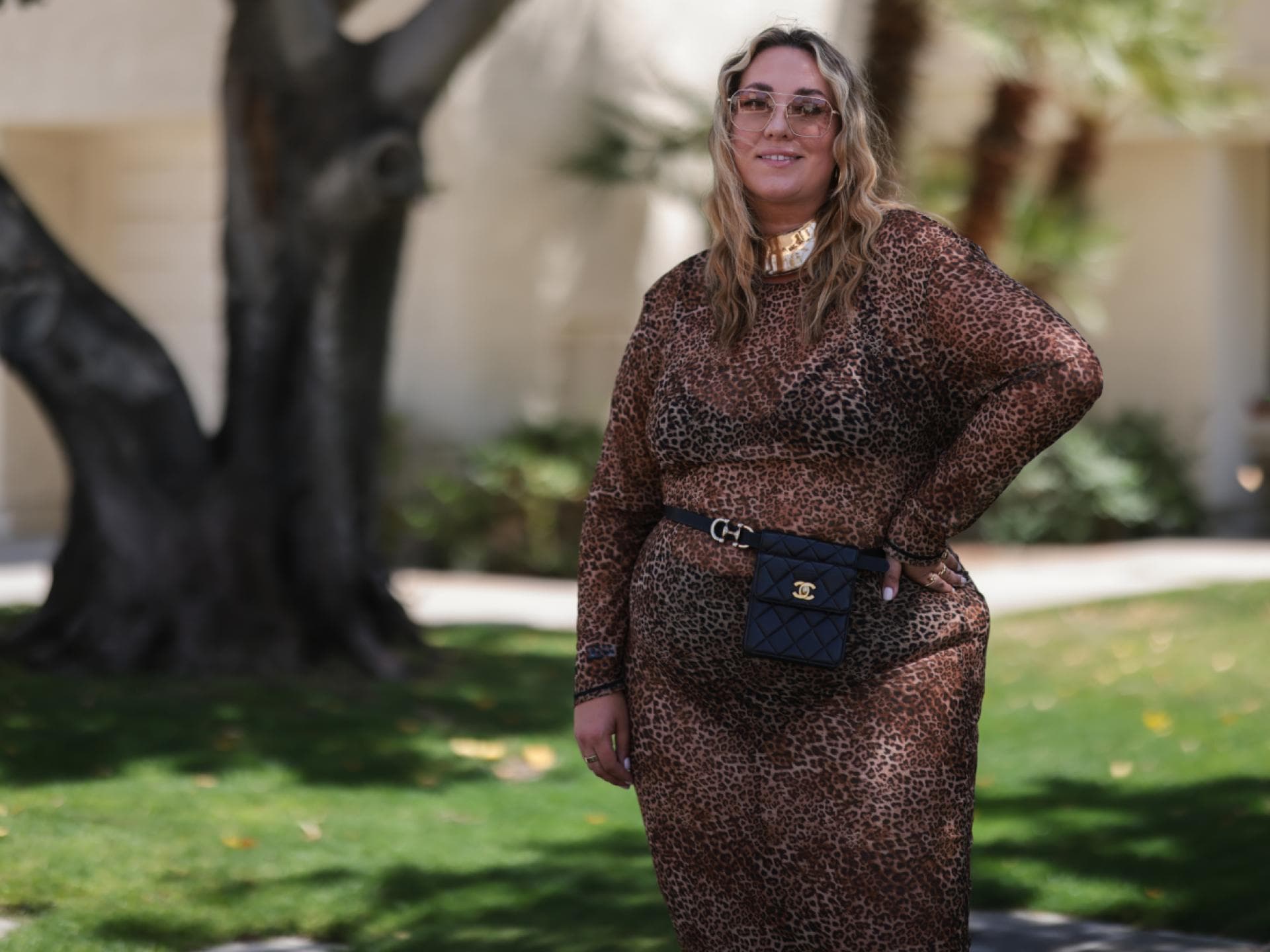 Verena Prechtl Kleid mit Animal Print Streetstyle Verena Prechtl Kleid mit Animal Print Streetstyle