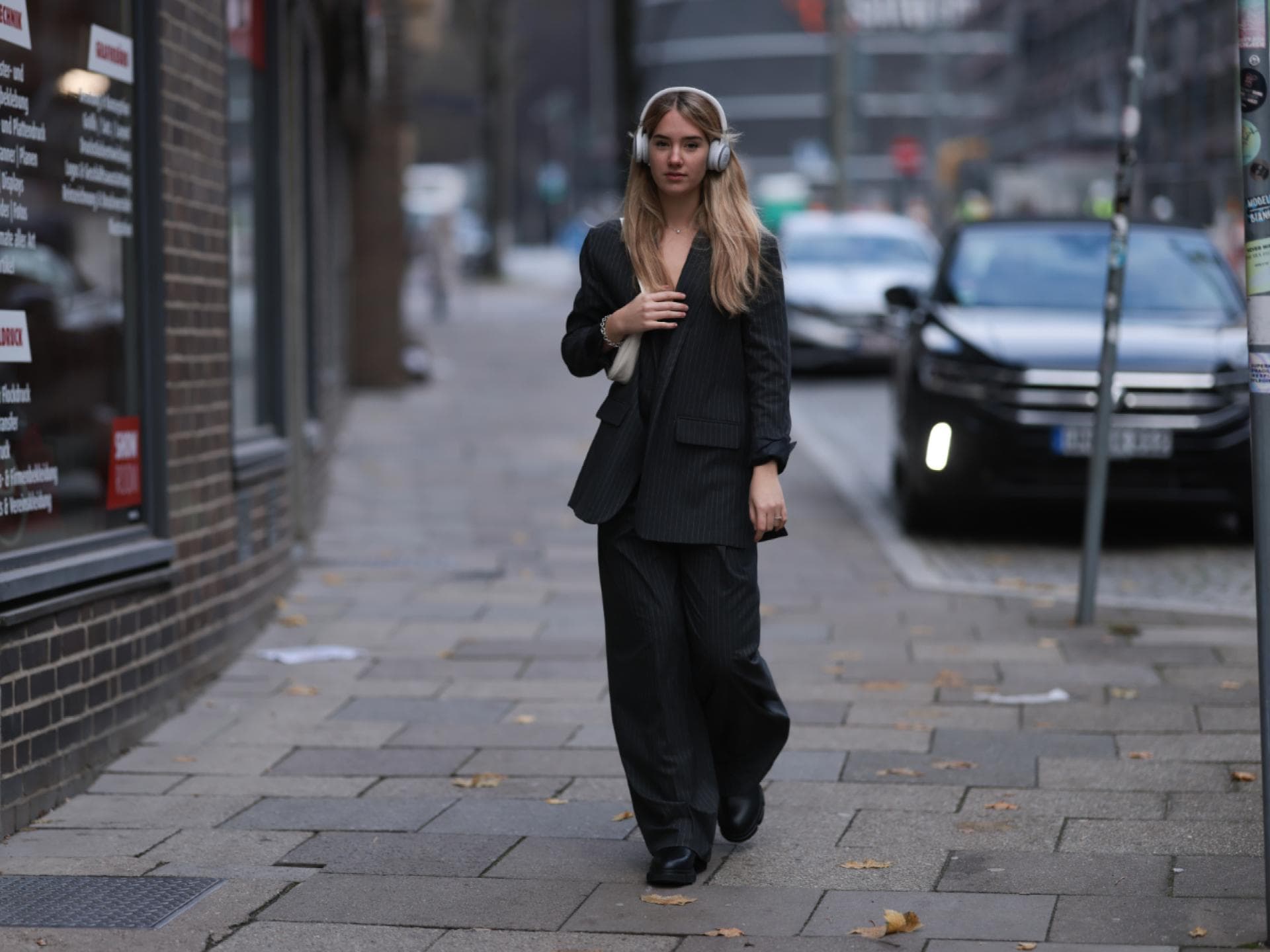 Nadelstreifen Hose Blazer mit Nadelstreifen dunkelblau