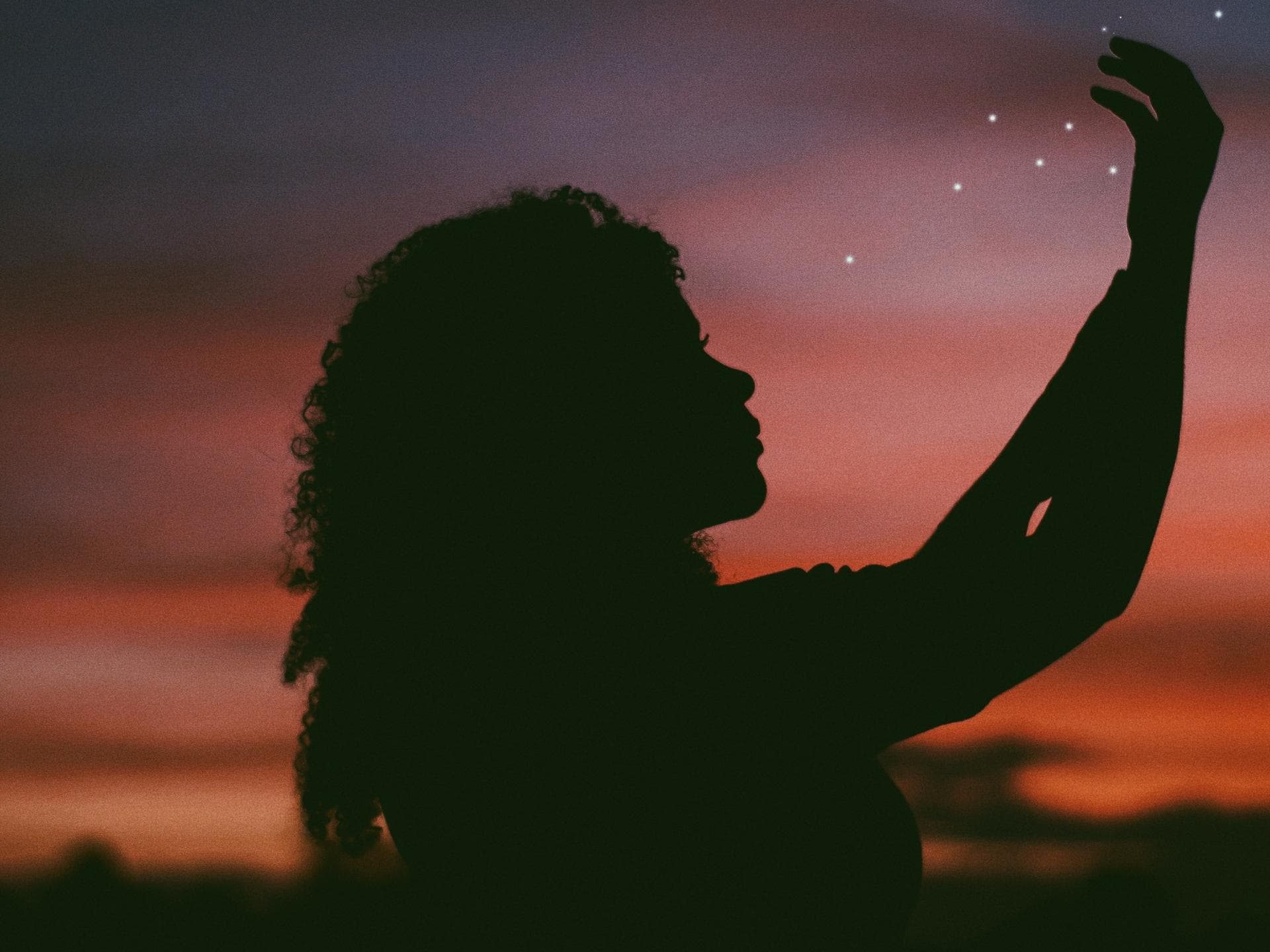 Frau Nacht Sterne Himmel