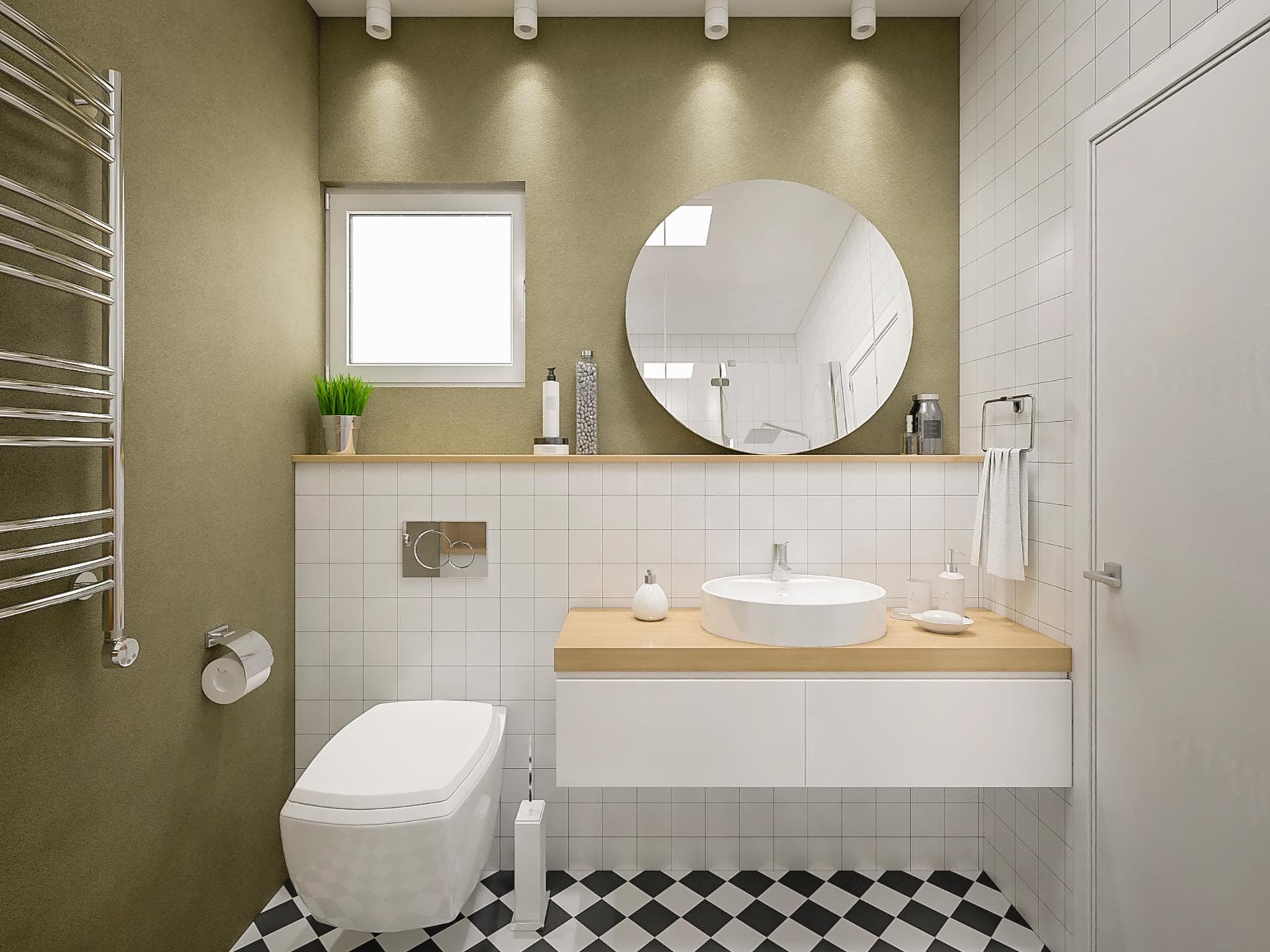 Kleines Badezimmer mit Toilette und Waschbecken
