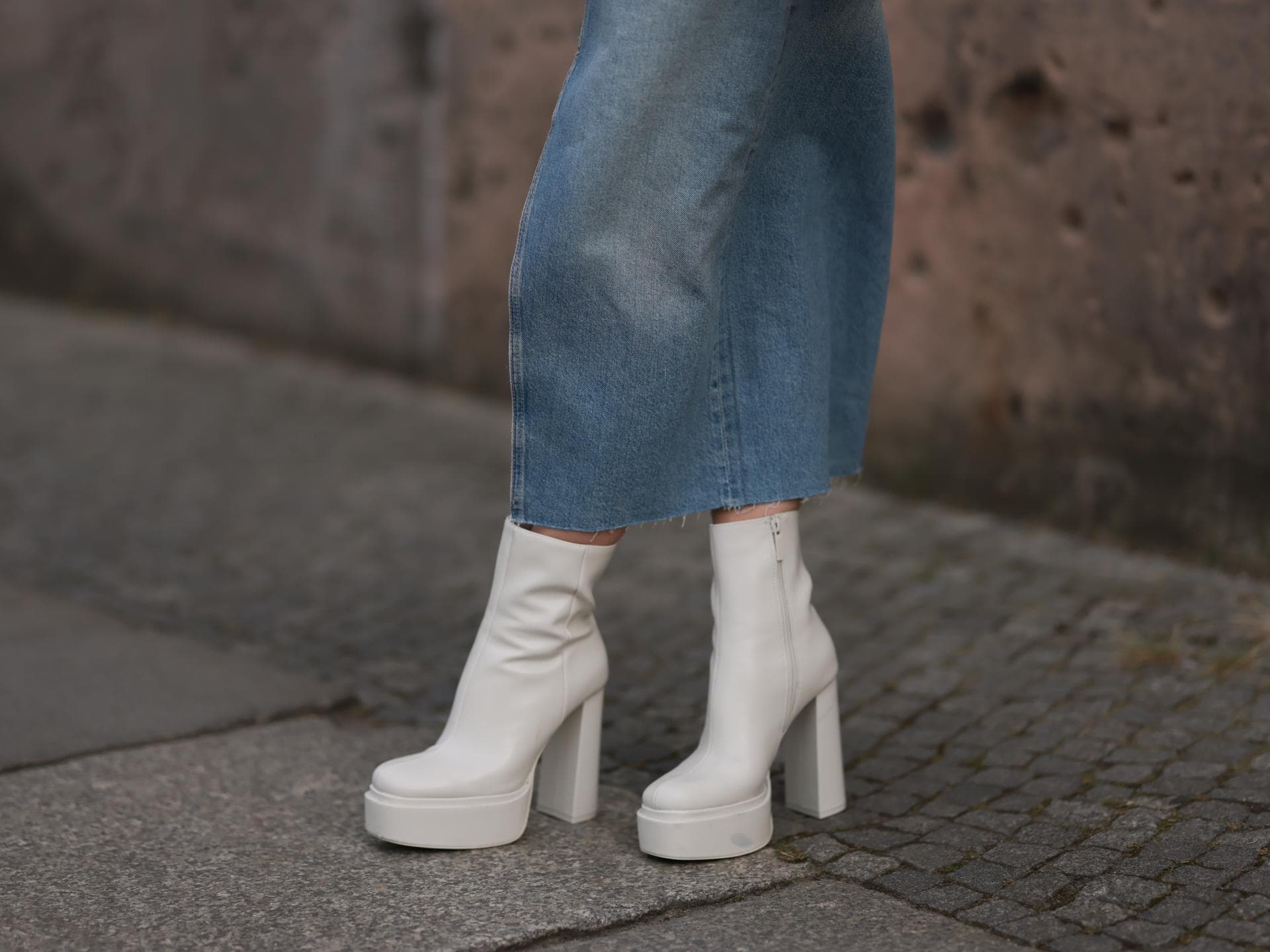 Weiße Plateau Stiefel
