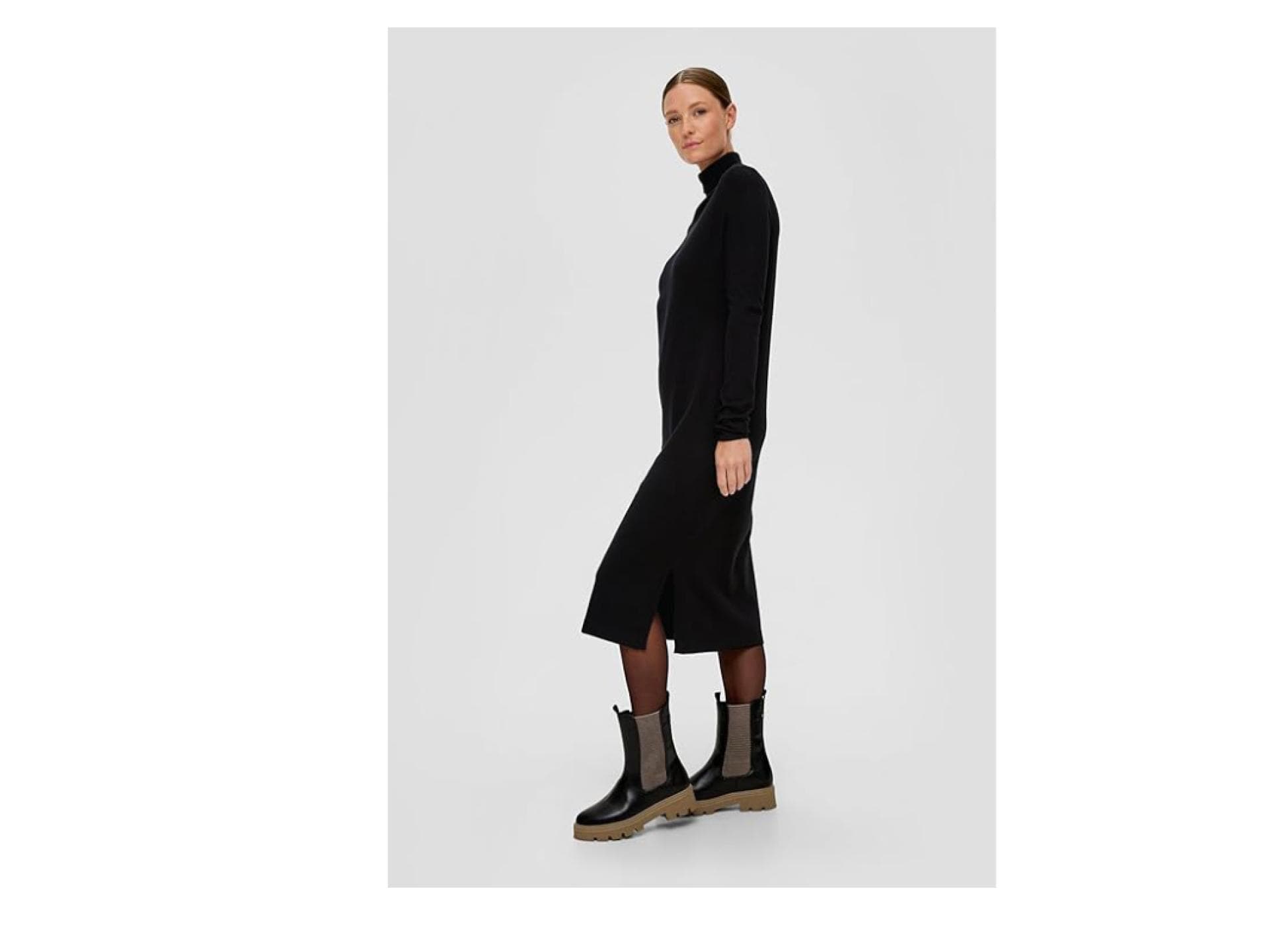 Frau trägt strickkleid