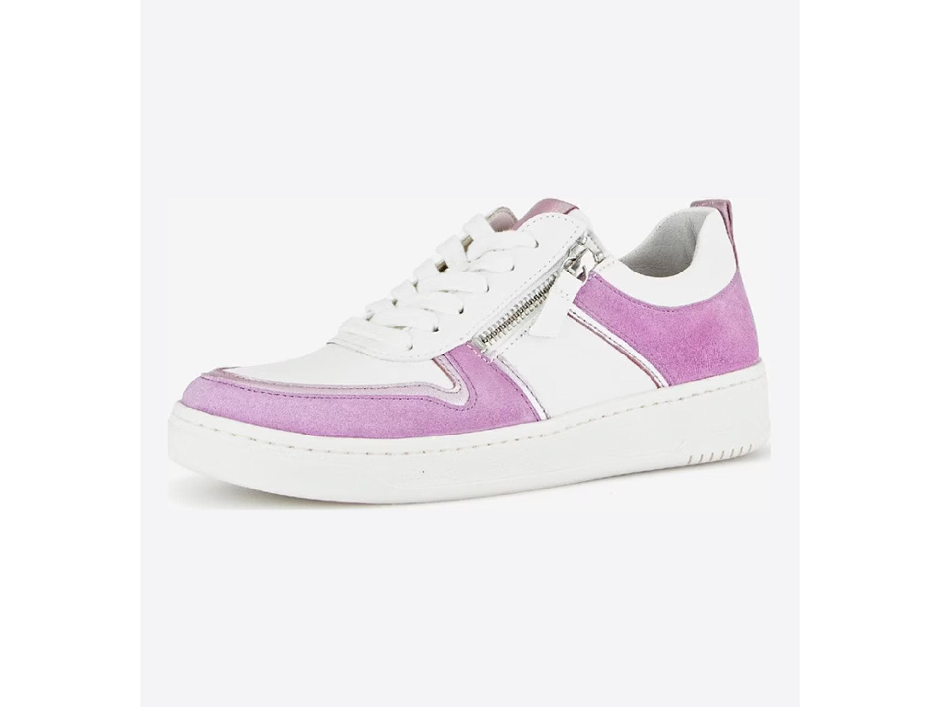 Weißer Platform Sneaker mit fliederfarbenen Details von Gabor