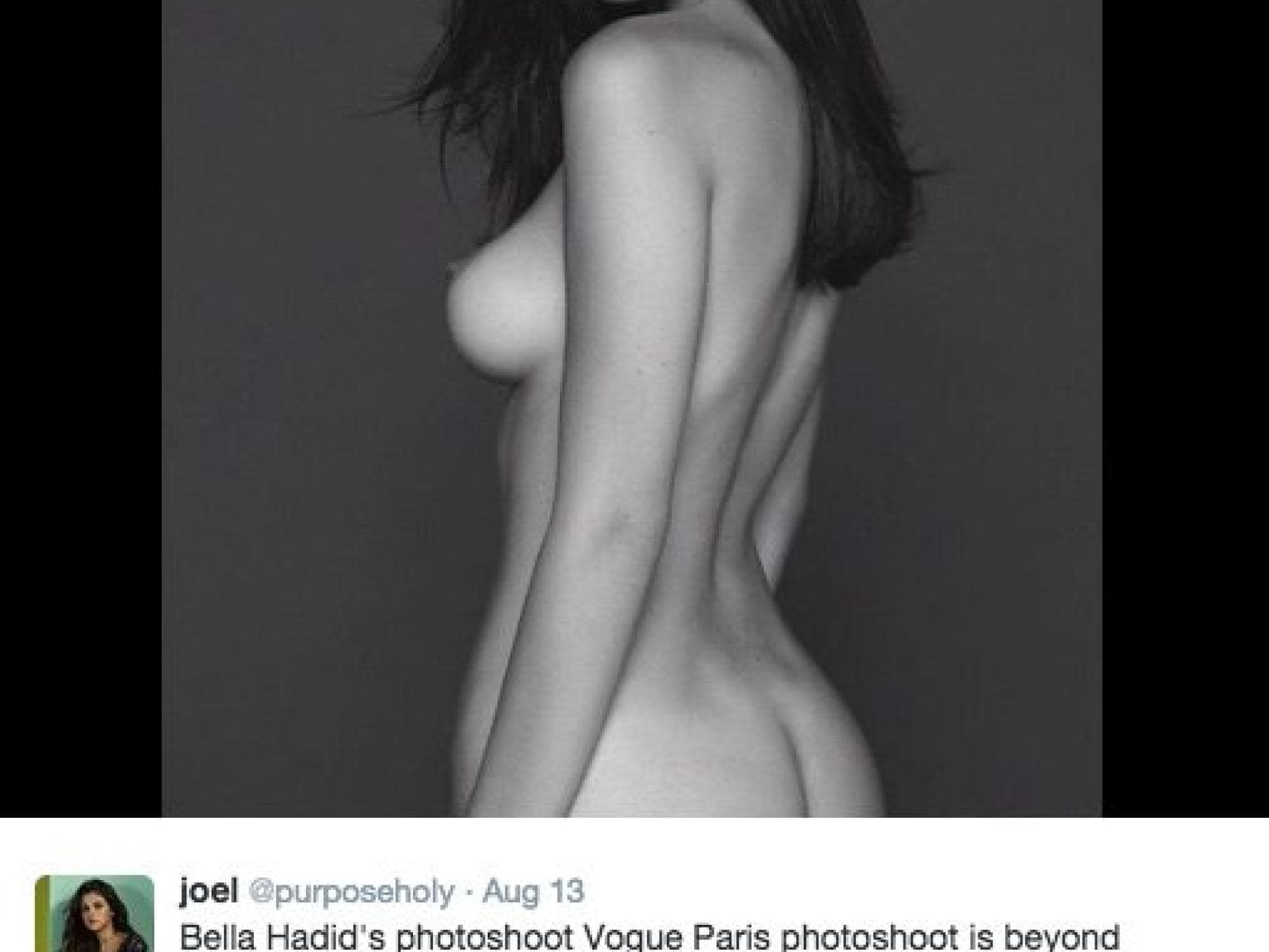 Bella Hadid komplett nackt bei dem VOGUE Shooting