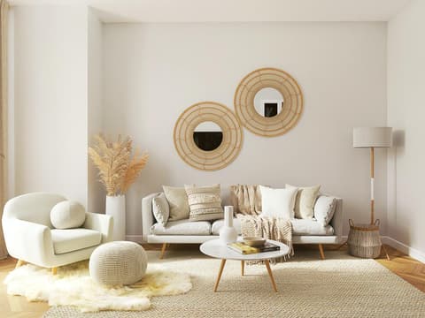 Wohnzimmer alles in beige und weiß gehalten möbel