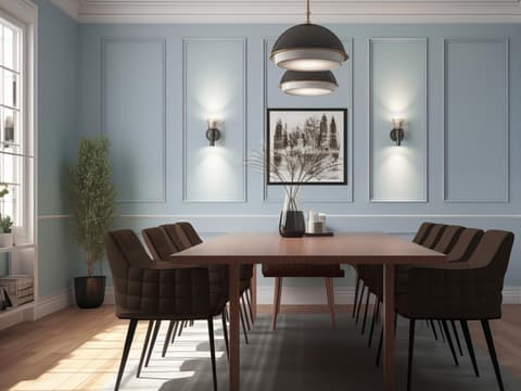 Blaue Wand im Esszimmer