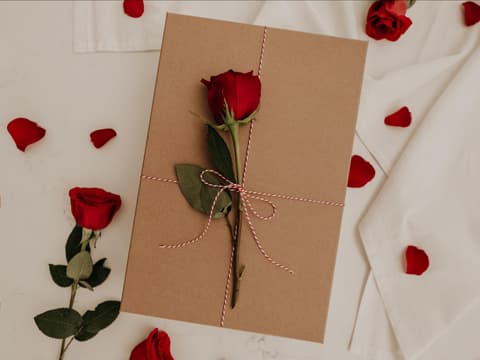 Valentinstagsgeschenk mit Rose