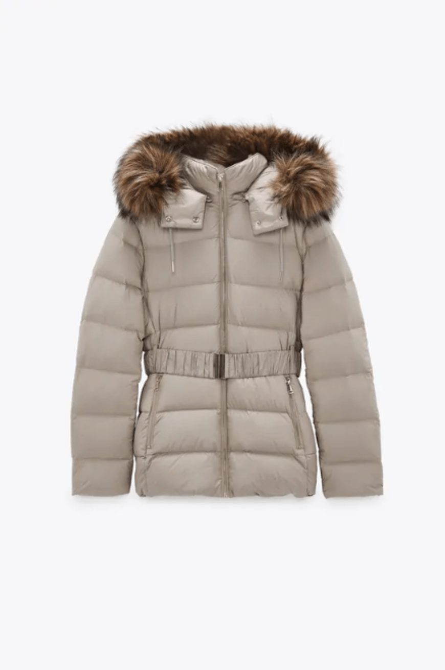 daunenjacke beige zara